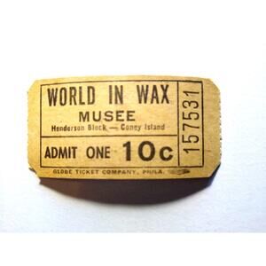 Coney Island World In Wax Museum Amusement Park Ticket Stub Unused 1950s Vintage